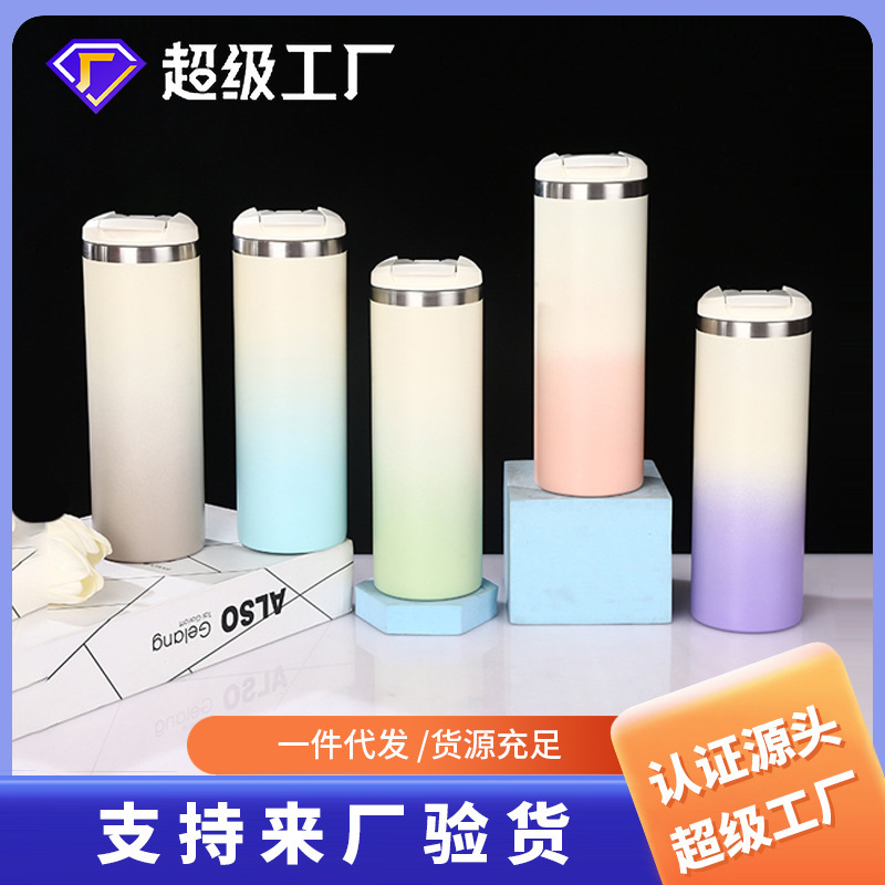 Minimalist Popular Style 304 Stainless Steel Thermos Cup, Large Capacity, Portable for Car Use, Gradient Design, High Aesthetic Value