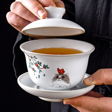 正品汝窑三才盖碗单个可养茶碗陶瓷泡茶器防烫茶杯大号家用手抓碗