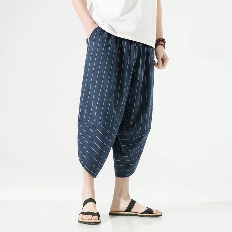 Summer Japanese trend trousers, cotton and linen, Chinese style, oversize