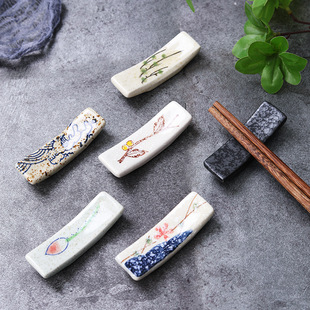 Japanese Ceramic Chopsticks Rack Tableware Underglaze Color Porcelain Underglaze Color Hotel Table Chopsticks Pillow Chopsticks Holder