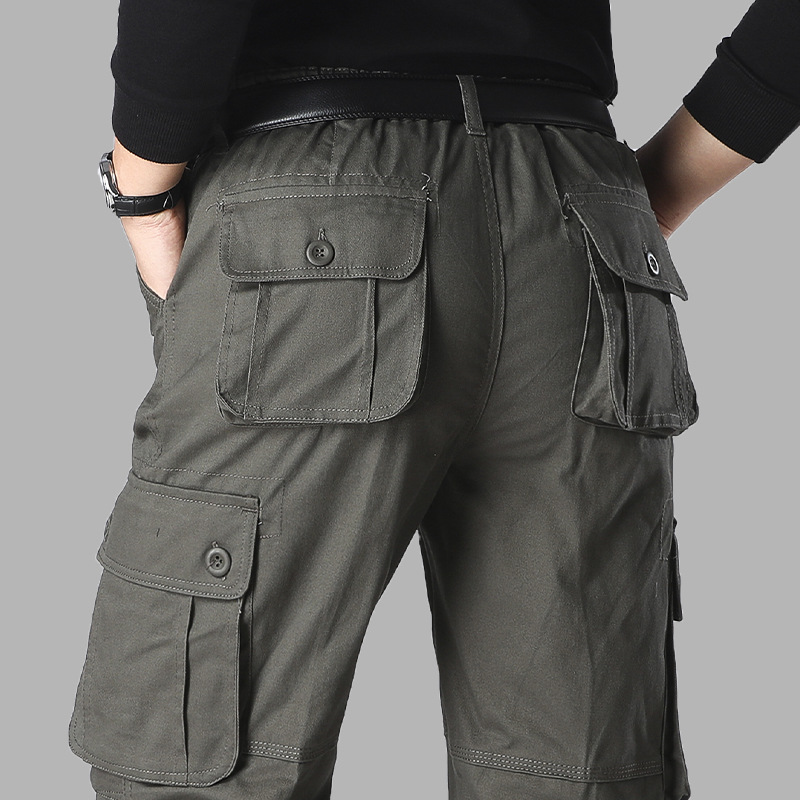 Comercio electrónico en el extranjero al por mayor pantalones casuales de los hombres fuertes resistentes al desgaste sueltos rectos multibolsillos sitio de construcción overoles DE TRABAJO