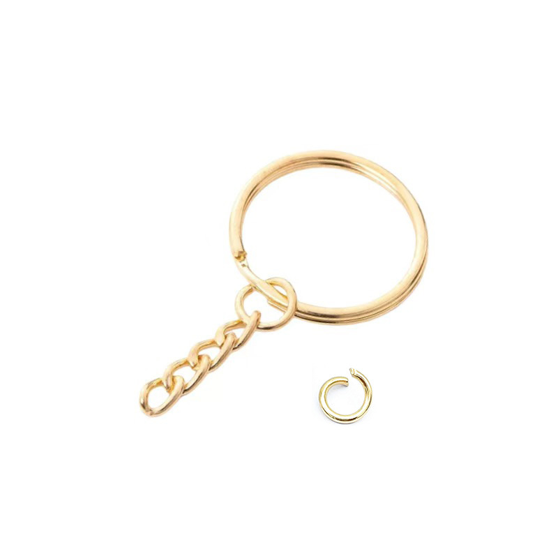 Accesorios de joyería llavero colgando cuatro cadenas llavero colgando anillo plano llavero colgante accesorios llavero abierto anillo