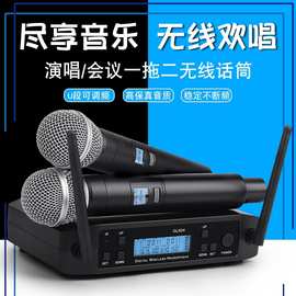 GLXD4 一拖二 无线手持话筒 舞台 调频 专业演出 家用无线麦克风
