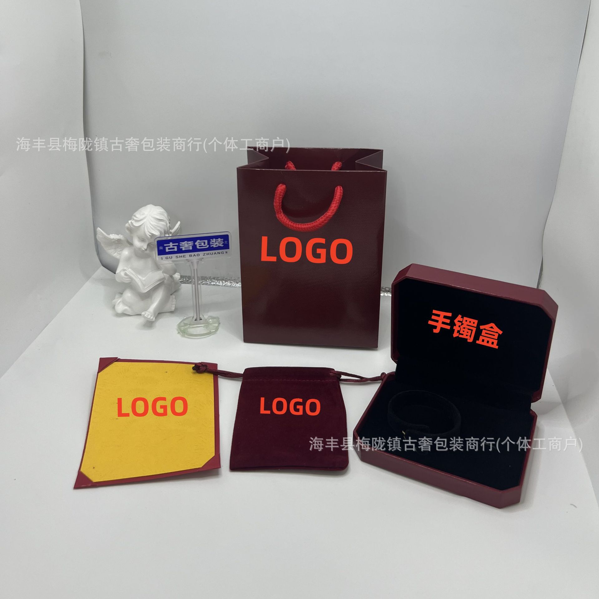 Caja de regalo de joyería roja octogonal de collar de anillo de embalaje del mismo estilo de tarjeta, fábrica de embalaje general al por mayor y al por menor