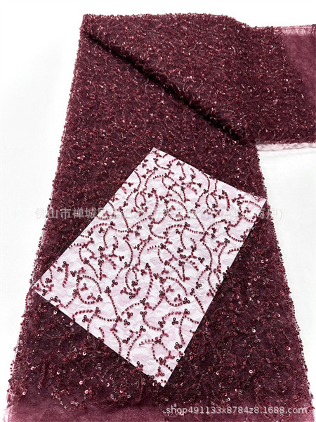 Fabricantes nuevos bordados cuentas de tela de encaje de alta calidad vestido de boda vestido de cena tela de moda