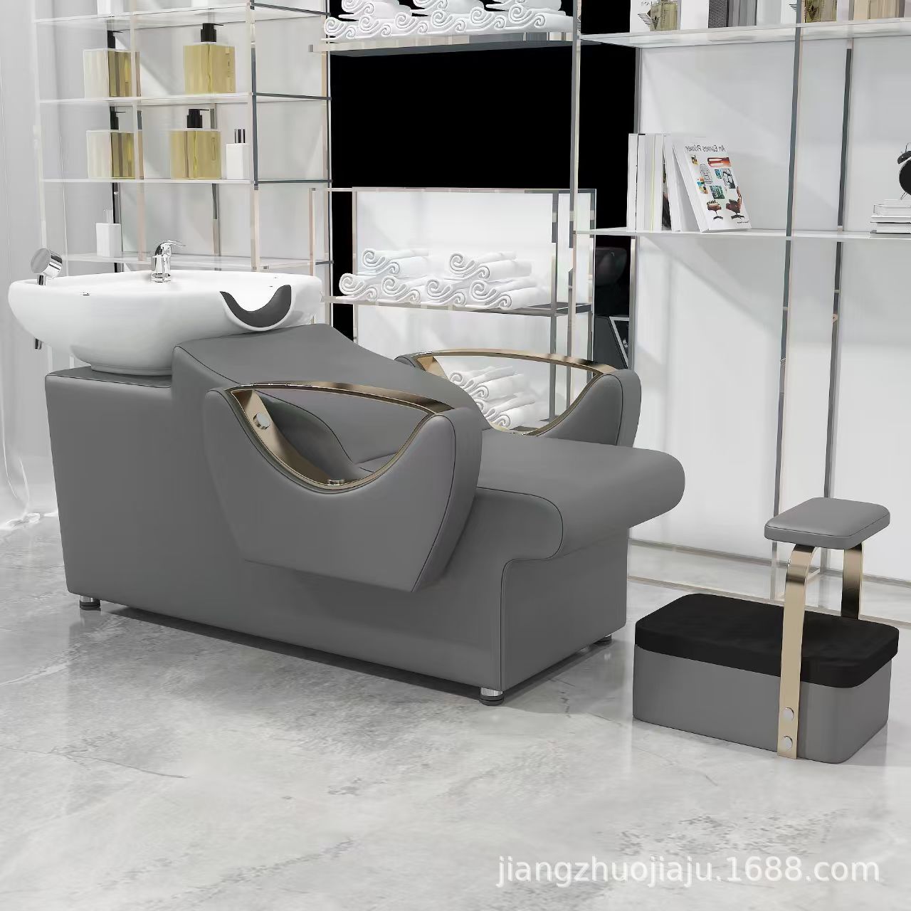 Red en línea lavabo de cerámica lavabo de cabello salón de pelo sillón lavabo de cabello cama de lavado de agua lavabo de cabello barbería cama de lavabo de cabello cómodo