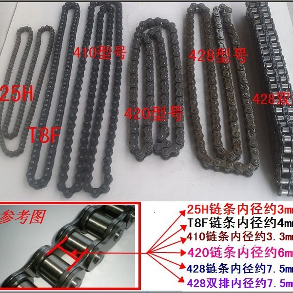 叶子专卖电动车链条 传动链 工业链条25H T8F 410 420 428 428双