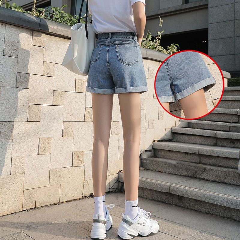 浅色高腰牛仔短裤女春夏2025年新款宽松a字网红超火阔腿热裤潮ins