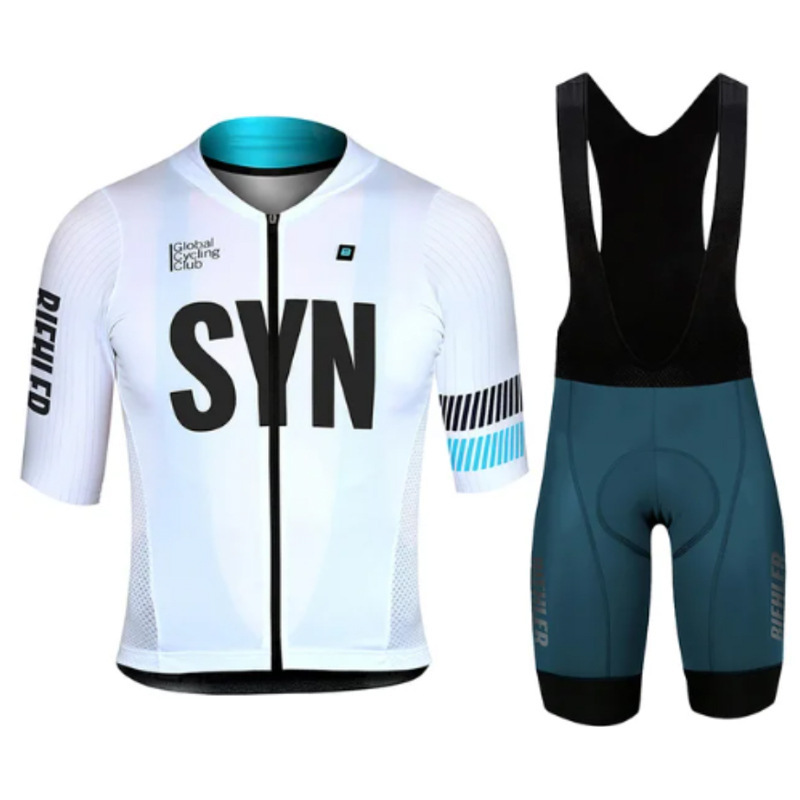 跨境SYN公路车骑行服短袖套装牛奶丝拼色9D坐垫背带裤自行车服