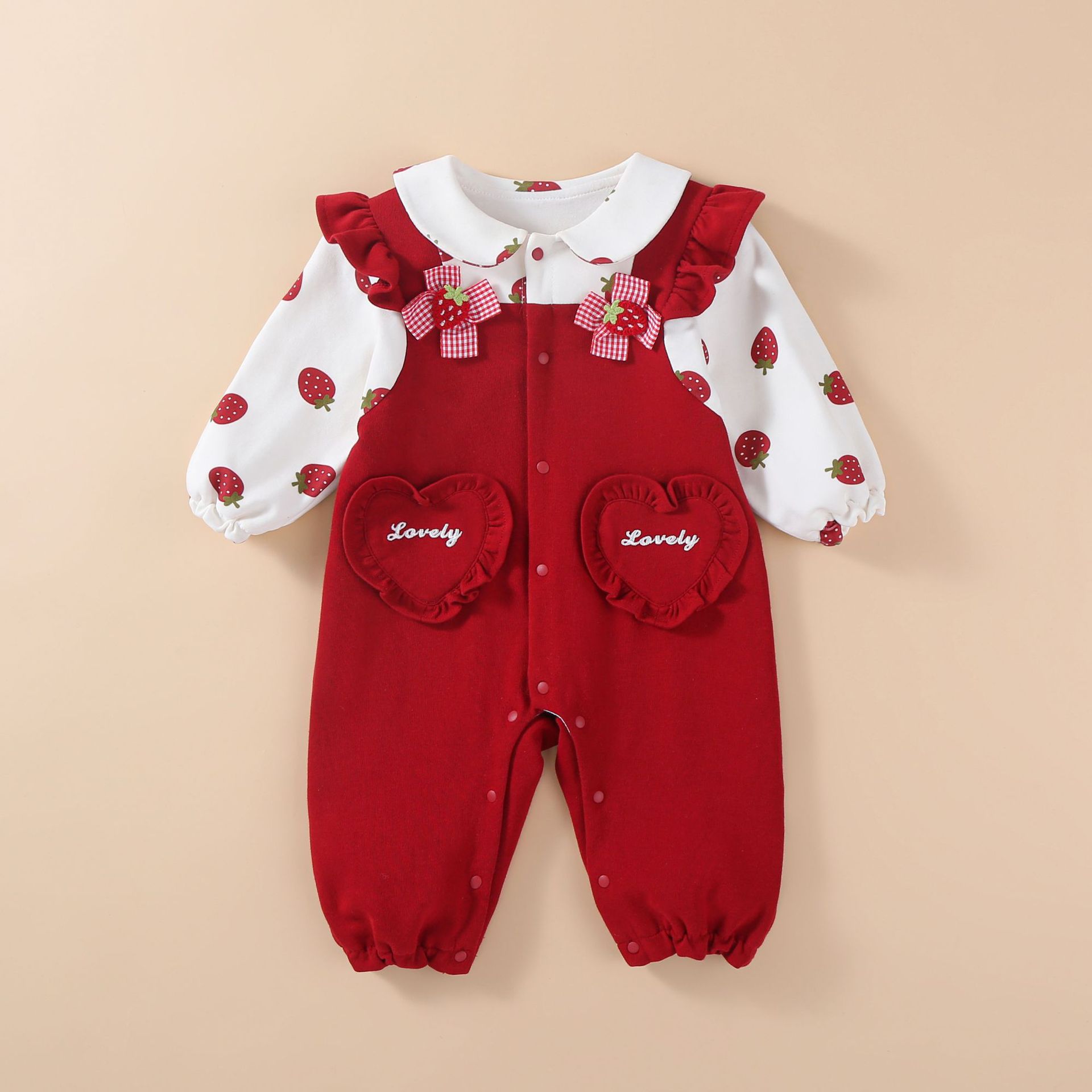 Baby Full Moon Jumpsuit, Spring and Autum Baby's Festive 100-Day Dress, One-Year-Old Baby Clothes, Cute Crawling Clothes