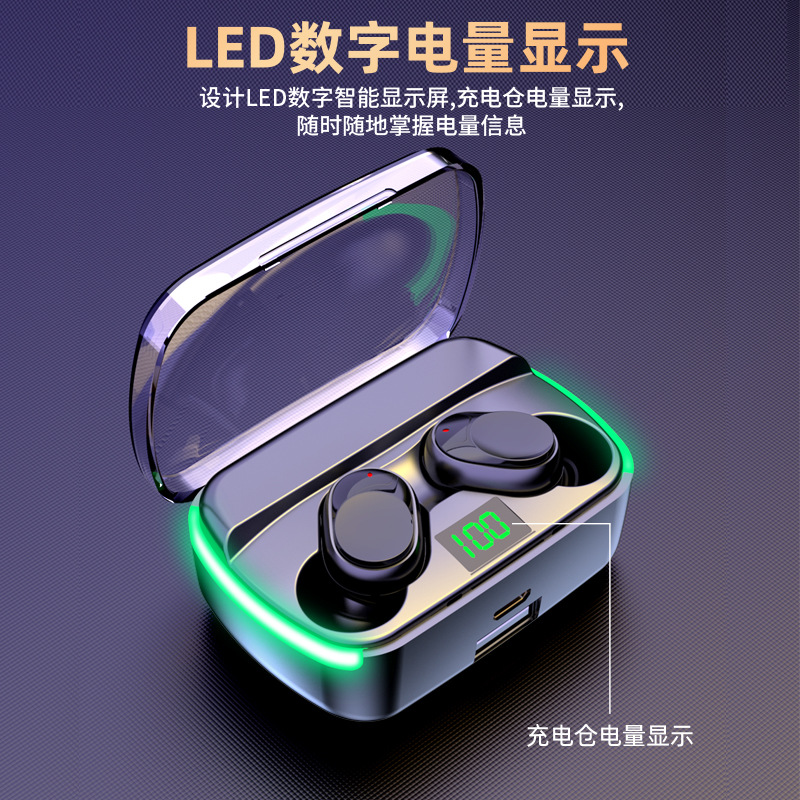 En-oído inalámbrico azul de los auriculares Bluetooth del dual-oído con el indicador digital móvil 5,3 del estéreo HD del poder TWS