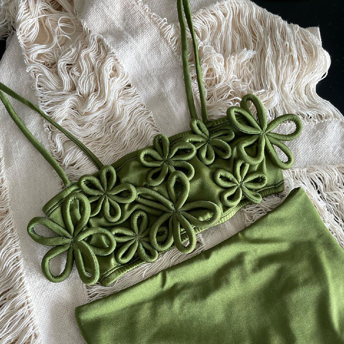 182g Weight Sexy Feel Of Sensation High Waist Panties Waist Briefs Panties Style Bralette Bra Category Polyester Fabric Type Stretchy Elasticity 2 Pieces Set Quantity Swimming Pool, Beach Occasion Solid Color, Flower Pattern Women's Gender Women's Solid Color Flower 2 Pieces Set Bikinis Swimwear 9