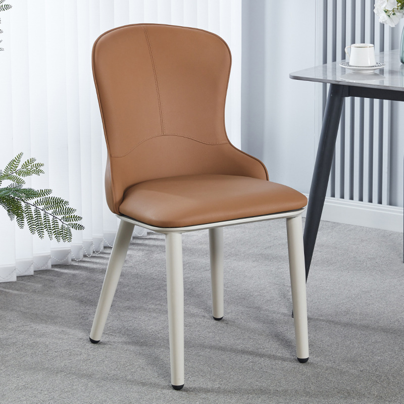 Silla de comedor de estilo italiano para uso doméstico, silla sencilla con respaldo de cuero, estilo nórdico para reuniones, mesa y silla de restaurante de hotel con respaldo alto.
