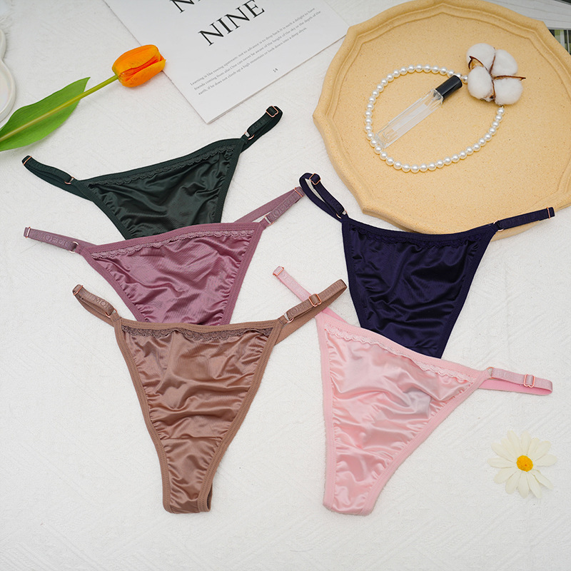 Fengyun Seamless Breathable Thong Women's High Slit Sexy Silky Cool Sexy Hot Girl Underwear Women's Breathable and Plaid