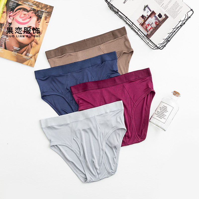 Guilian Silk Mid-waist Men's Underwear Knitted Mulberry Silk Comfortable Breathable Briefs Shorts Guilian Silk Mid-waist Men's Underwear Knitted Mulberry Silk Comfortable Breathable Briefs Shorts
