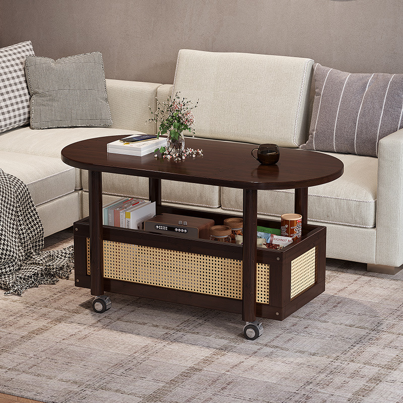 Movable Coffee Table, Light Luxury and High-End Living Room, Small Apartment, Small Tea Table, Storage Rack, Sofa Side Table, Side Cabinet