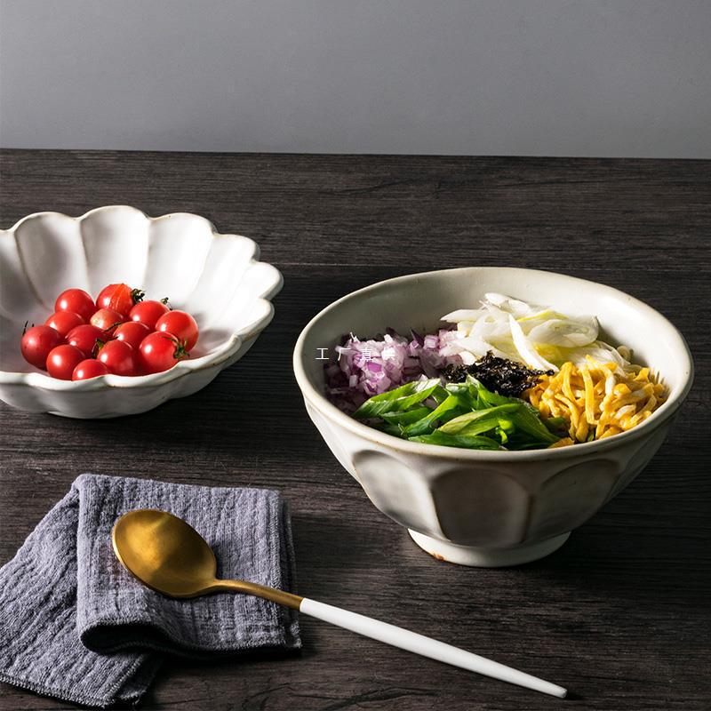 Jingdezhen Japanese-style Coarse Pottery Household Ceramic Bowl Plate Meitongshaki Rice Bowl Household Combination Bowl Plate Tableware suit