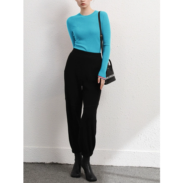 48 камвольных горных кашемировых свитеров с тонким речатым узором с круглым вырезом