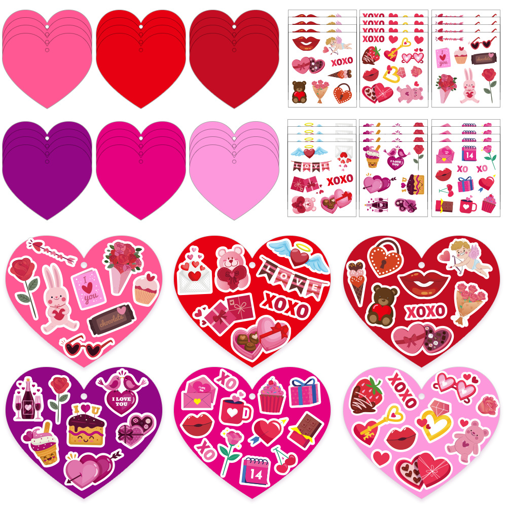 Ventas transfronterizas calientes Día de San Valentín colorido caricatura DIY Tarjeta de felicitación Día de la Madre Decoración de San Valentín Confesión Conjunto de regalo
