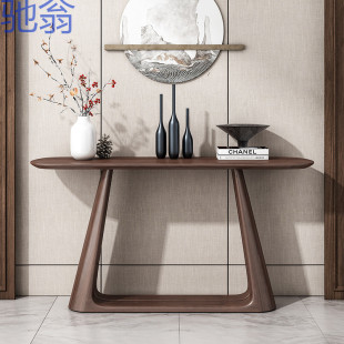 YP7 New Chinese Style Strip Table Wall Entrance Entrance Table Aisle Black Walnut Wood Color Entrance Table Simple Solid Wood Narrow