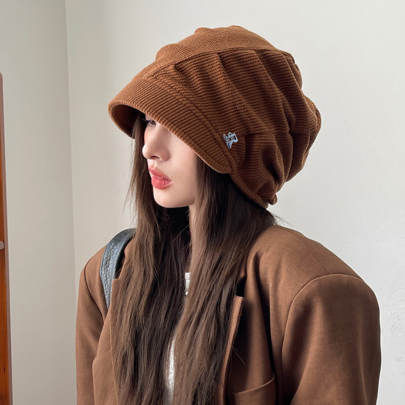 春秋薄款韩版帽子女款大头围显脸小包头帽休闲百搭堆堆帽保暖冷帽|undefined