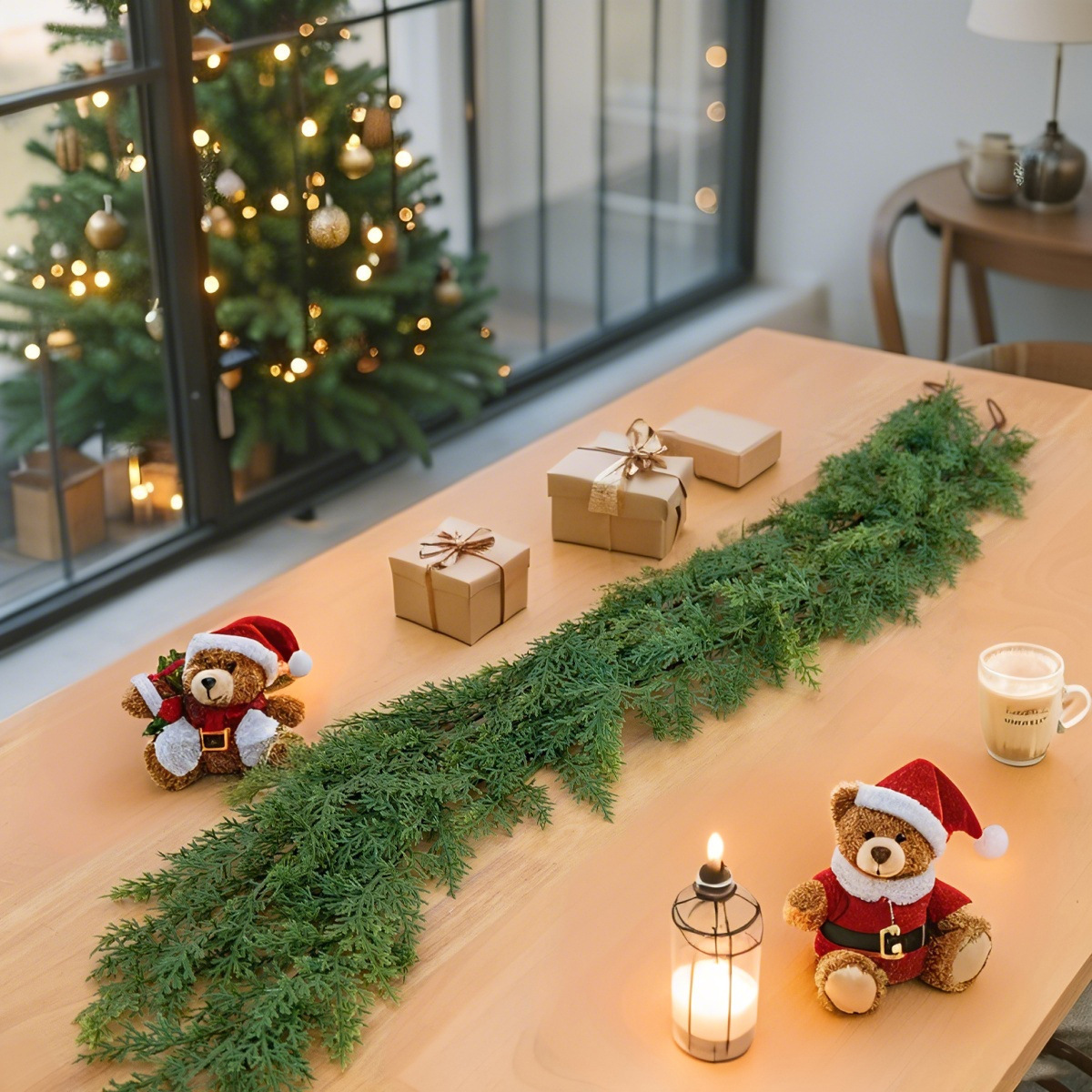 Amazon's Popular Two-Color Cypress Leaf No. Fox Rattan Pe Simulated Pine and Cypress Green Plant Christmas Decoration Rattan