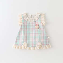 婴儿衣服夏季女宝宝可爱连体衣满月百天哈衣外出无袖薄款爬爬服抱