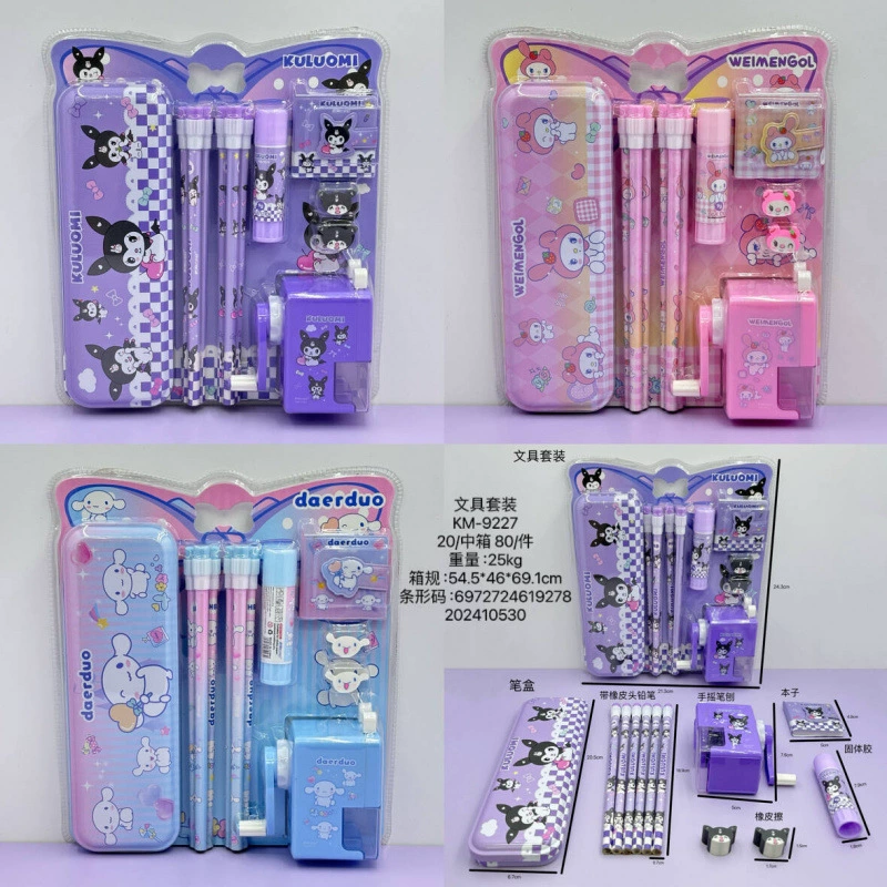 Мультяшный набор из двенадцати предметов канцелярских принадлежностей Твердый клей делится этим карандашом.