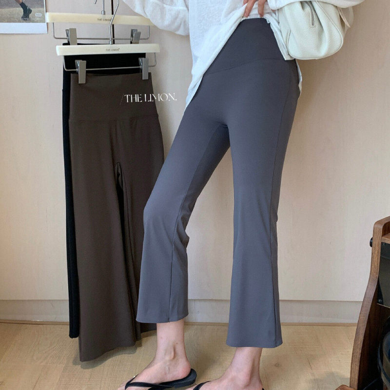 Lemon Green High-Waisted Flared Yoga Pants for Women, Summer 2026, Cropped Pants, Slimming, Versatile, Stretchy Casual Pants