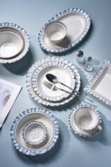 家庭用フレンチ食器セット煙ブルーレース碗皿皿セット感陶磁器釉薬下彩食器薇妍