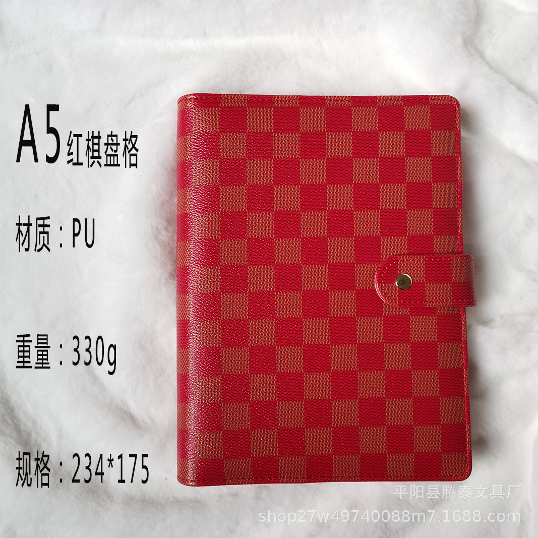 A5 빨간색 바둑판 (내부 페이지 없음)