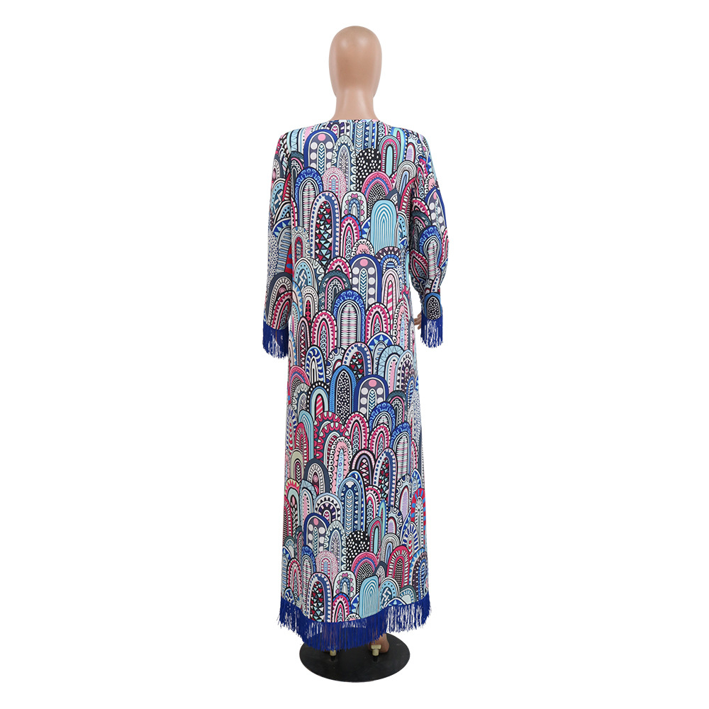 marroquino, vestido maxi, túnica de borla, vestuário