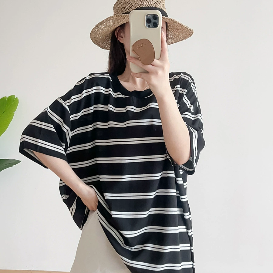 2025 новых свободных летних хлопчатобумажных топов больших размеров для женщин, универсальные футболки с круглым вырезом и коротким рукавом из искусственного хлопка