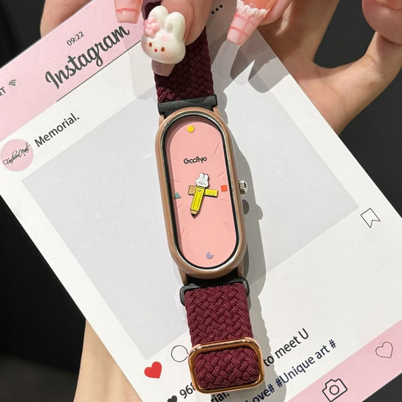 GCCLIYO Geli Yoo New Childish Watch Dopamine Color Simple Fashion Contrast Color Watch Woven Strap