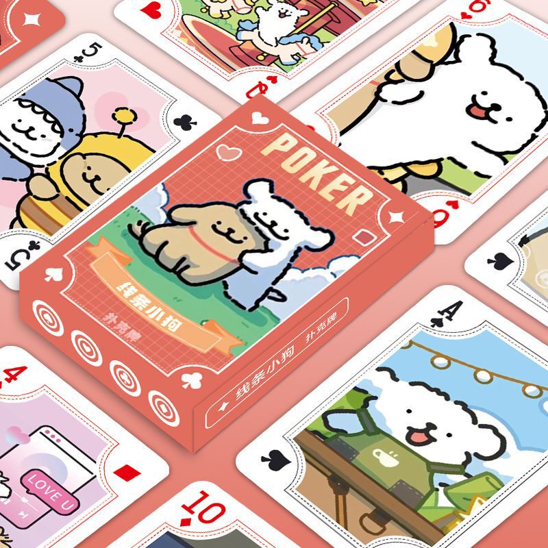 Line Drawing Cute Cartoon Dog Playing Cards Peripheral Magic Practice Fun Card Game Dominoes Icebreaker Board Game Cards