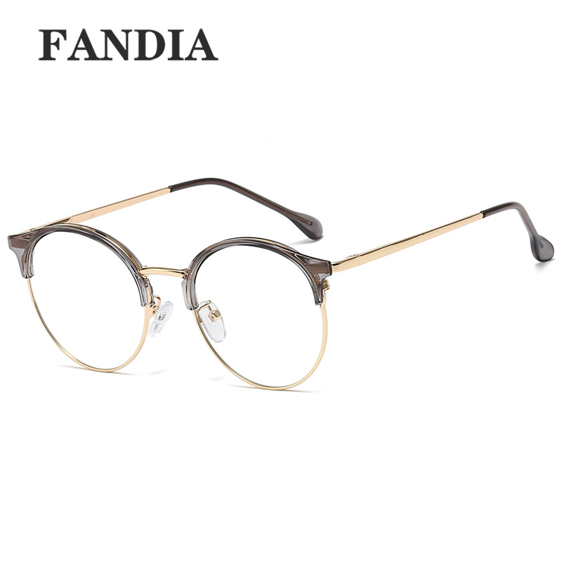95602 nuevas gafas de marco de suministro de comercio exterior TR90 marco redondo gafas lisas marco completo de mujer gafas de luz anti-azul transfronterizo