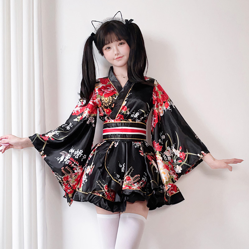 Japanese Formal Cosplay Costume Traditional Kimono Summer Japanese Style Printed Improved Yukata Kimono Women's Set