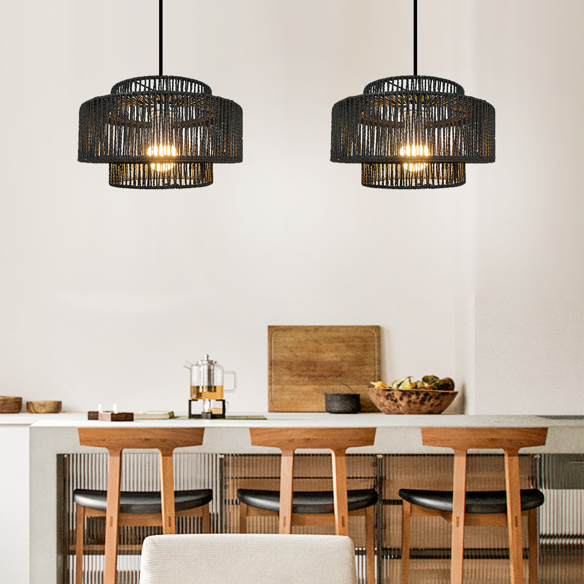 Three-in-one Chinese antique creative industrial style tea room, homestay, commercial restaurant retro lampshade