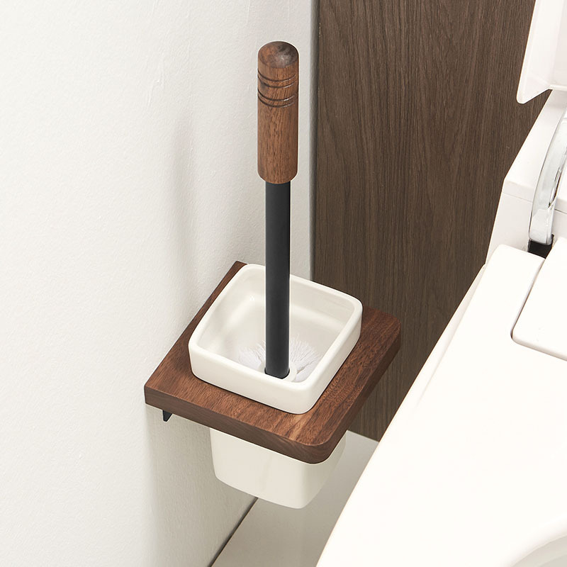 New Chinese-style bathroom corner-free toilet brush, toilet cup, hole-free holder, storage rack, solid wood set, luxury toilet