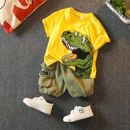 Boys' Summer Outfit Set  New Korean Style Children's Stylish Clothes Trendy Boy Summer Cool Fashion Two-Piece Set