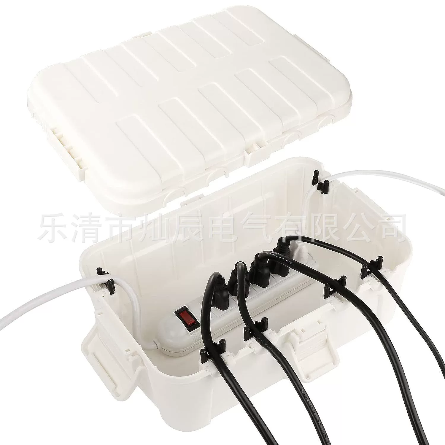 Waterproof capacious travel black square power supply, protective cable, 34.5×24×12cm