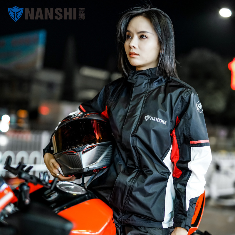 Traje de Lluvia de Dos Piezas con Recubrimiento de PU, Impermeable, Reutilizable, para Ciclismo y Motocicleta
