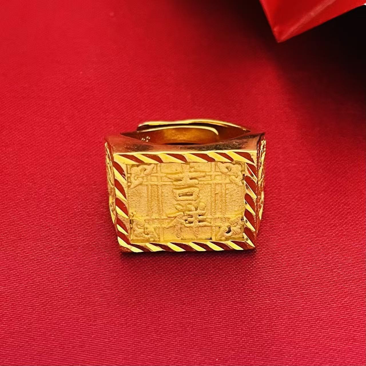 黄銅の金メッキの福の金儲けの指輪の男性の多種類の車の花は宝の蛇口の関公の戒子の金メッキの指輪を招きます。