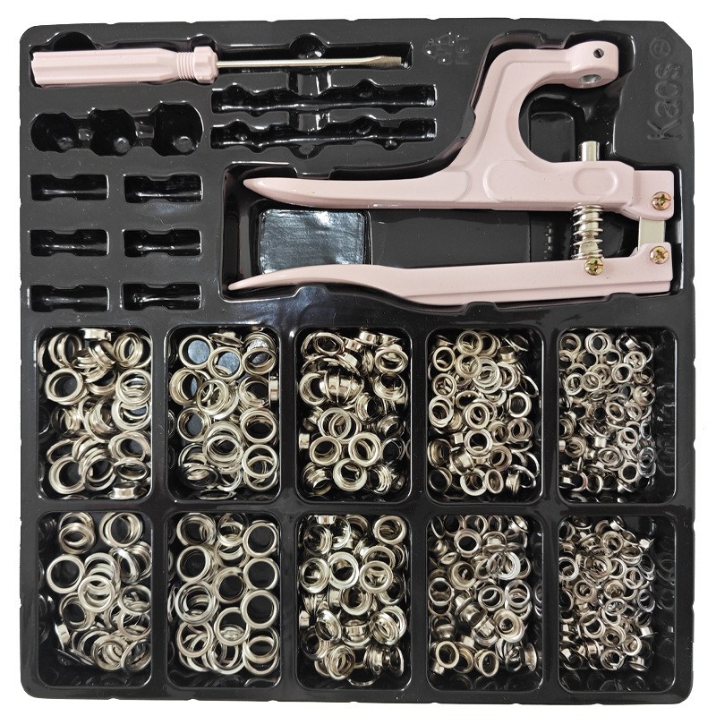 Juego de herramientas de instalación de hebilla de ojo de gas, hebilla de ojo de pollo redonda de cobre puro, 600 juegos de caja de regalo, comercio electrónico transfronterizo, derechos de autor exclusivos