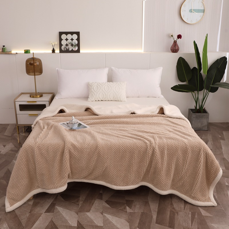 2023 Nueva Rosa Cachemira lana de cordero de color sólido multi-funcional manta doble capa engrosada Comercio exterior al por mayor