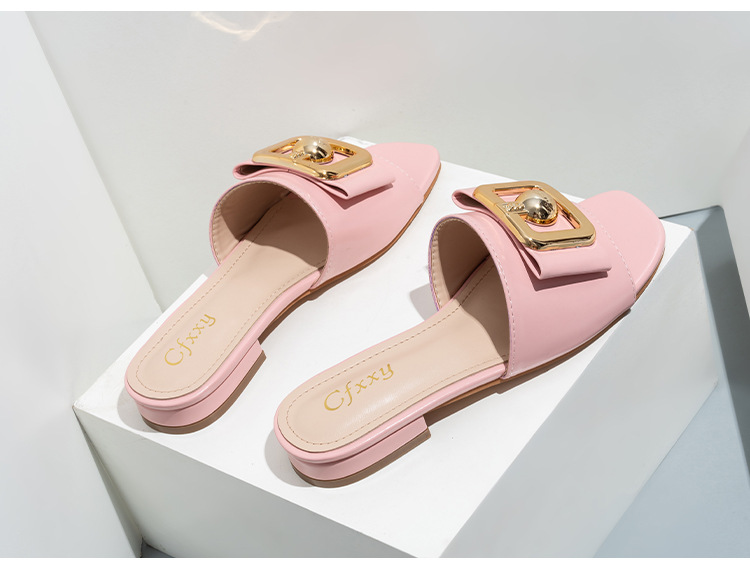 Slides für Mädchen Cross Border Neue Damen-Sandalen mit Metallschnalle und dicken Schuhen_voghion.com