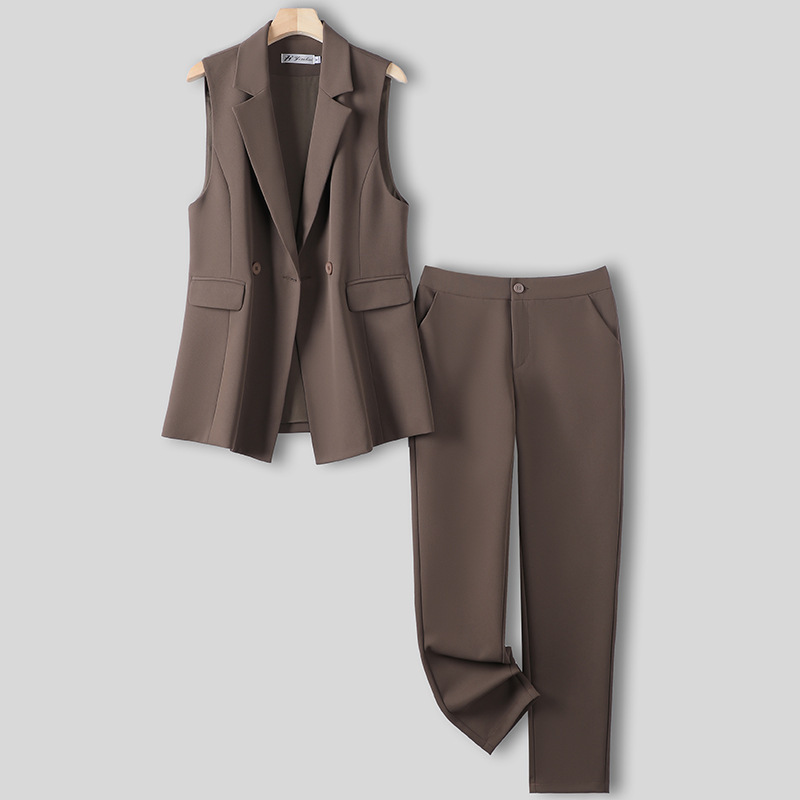 Qiguniang brown sleeveless suit vest women's suit Spring and Autumn new formal occasion commuter professional vest formal wear