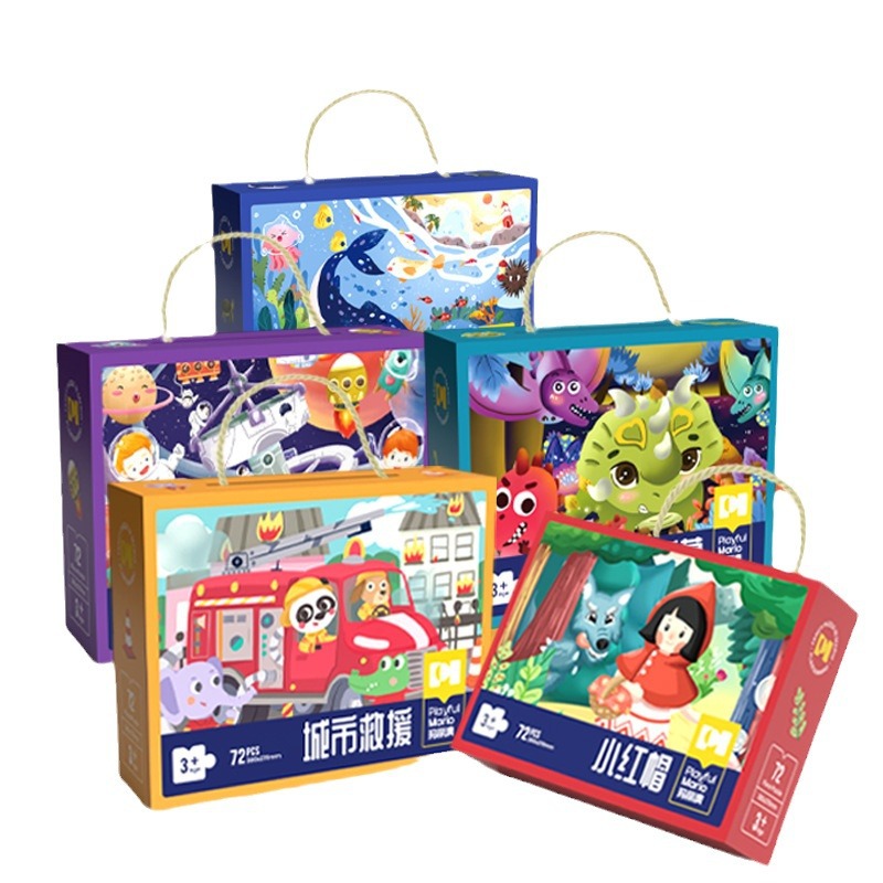 Caja de regalo de rompecabezas de inteligencia para niños y niñas juguetes para niños de 2-3 a 6 años de edad 4 rompecabezas regalo de cumpleaños