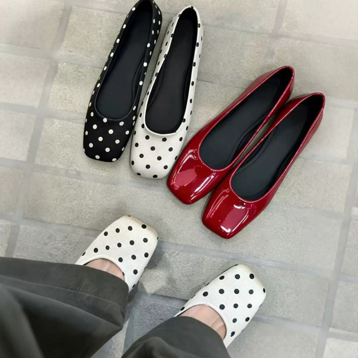 Universal retro Mary Jane shoes square toe low-cut for work and office, ballet shoes flat, spring 2026 collection