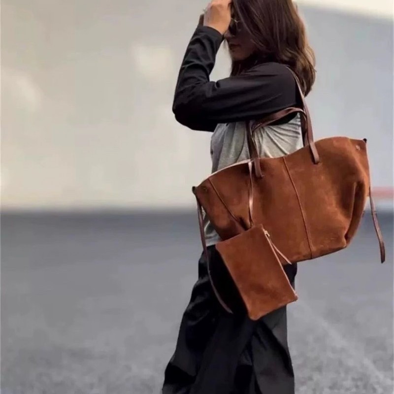 Bolso de cubo de cuero de vaca cyme bolso tote bolso de cercanías de gran capacidad